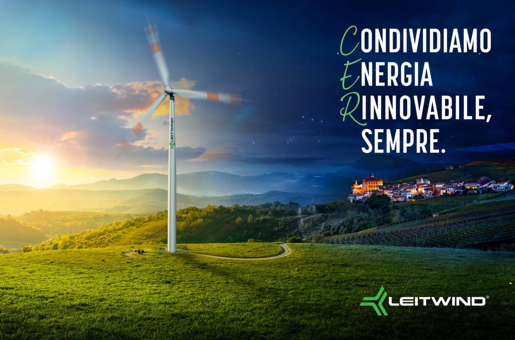 Visual della campagna 2024 di Leitwind dedicata alle comunità energetiche rinnovabili